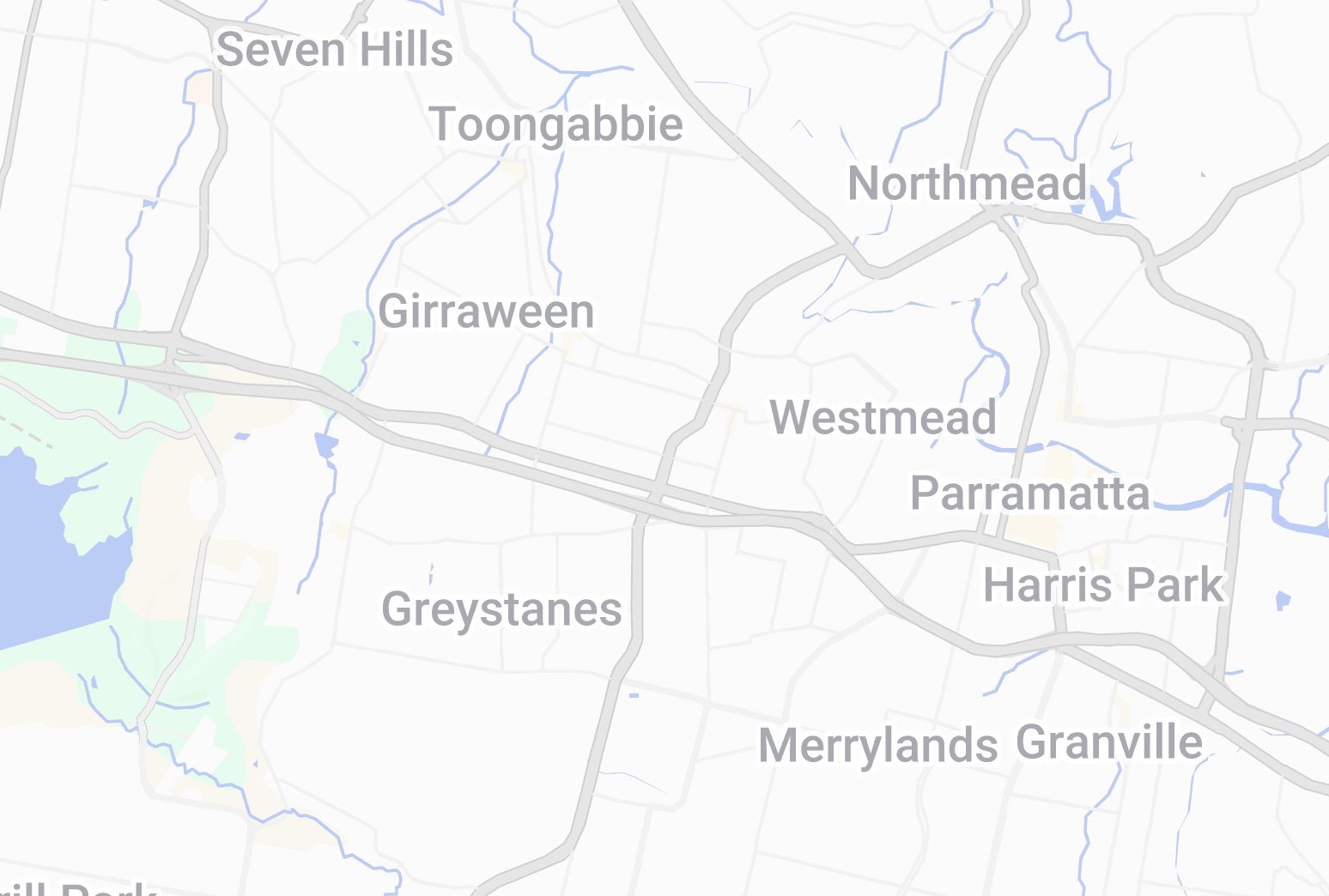 Map of the Parramatta area of western Sydney showing a morning of driving lessons booked close together