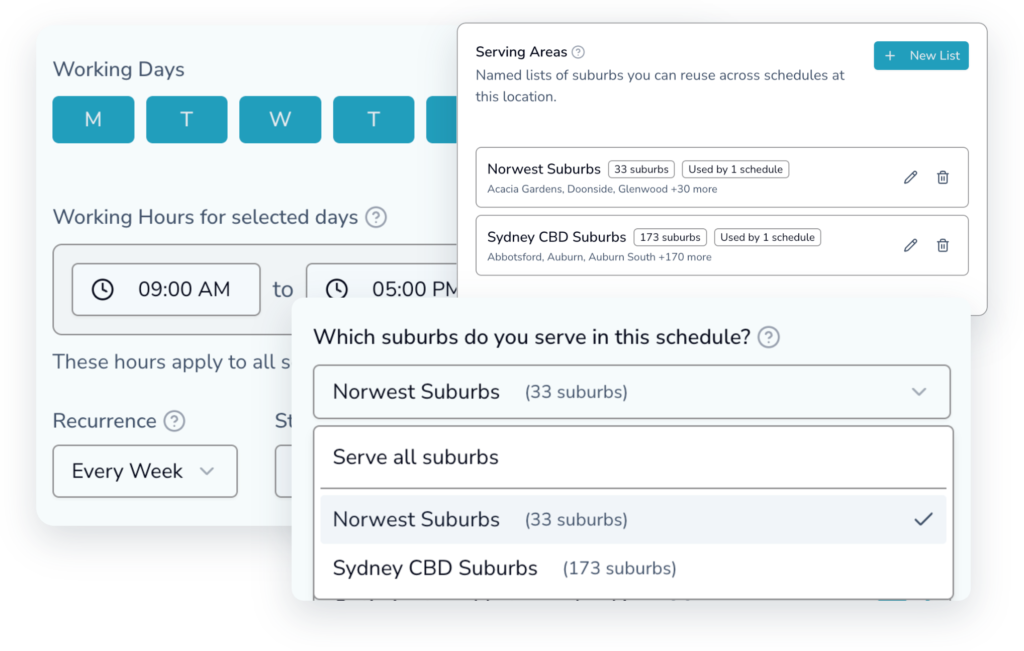 Flexible Schedules bu Suburbs