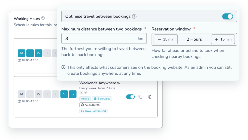 OnTime Bookings Felxible Schedule - Tavel Optimised